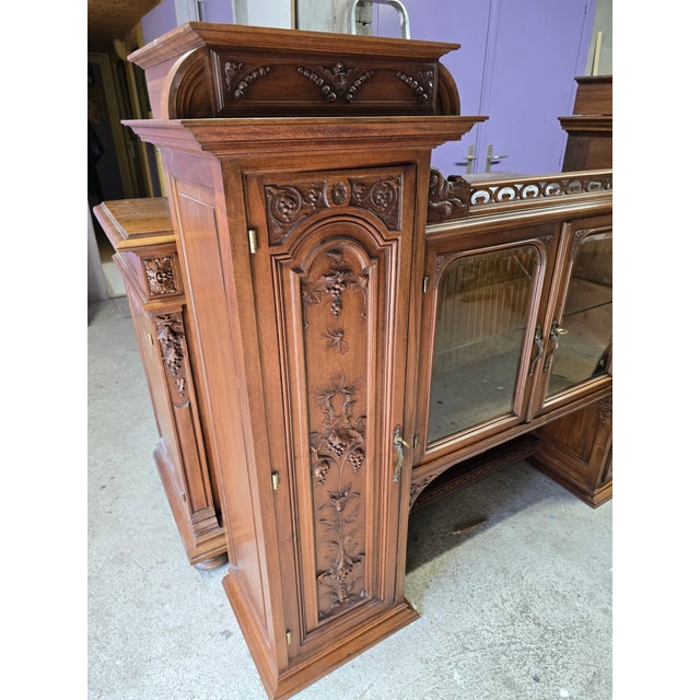 Antique Art Nouveau French Walnut Buffet Cabinet, 1900s For Sale - Image 17 of 18