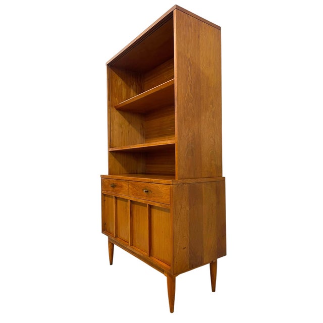 Vintage Mid Century Modern Hutch Bookcase Cabinet For Sale - Image 4 of 9
