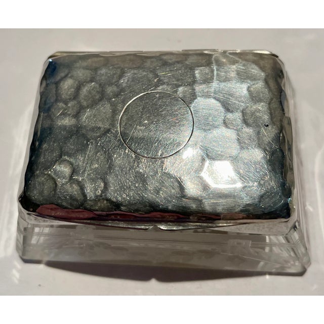 1940s Hammered Silver and Crystal Writer's Desk Set - 7 Pieces For Sale - Image 11 of 13