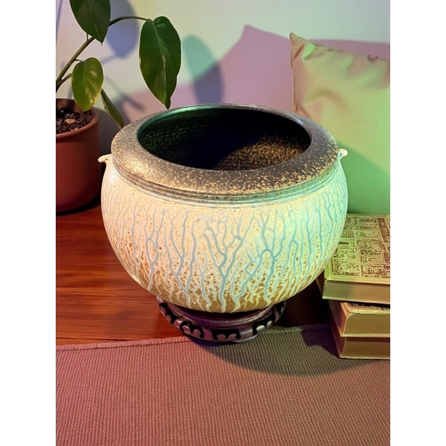 1990s Richard Aerni Ash Glazed Studio Pottery Bowl W Stand-Signed-Art-Ceramic-Display For Sale - Image 4 of 12