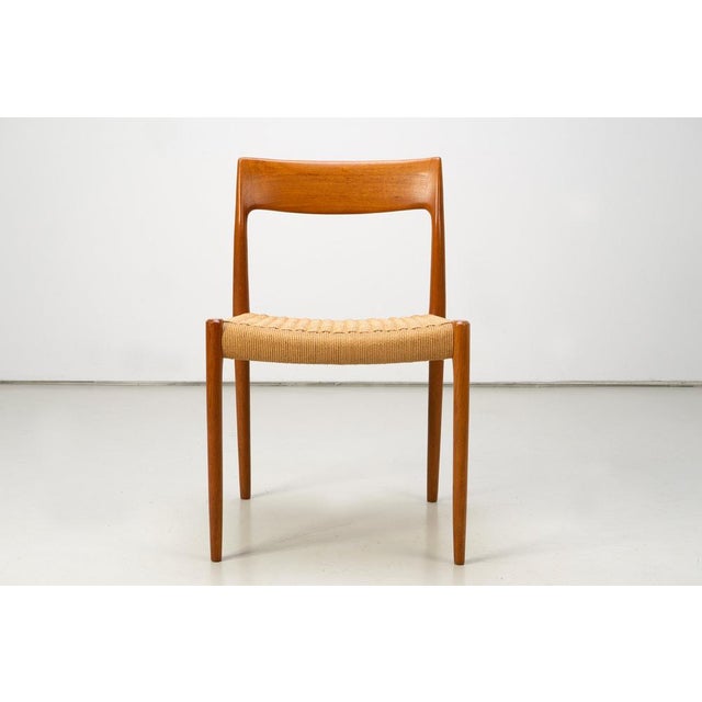 Brown Model 77 Dining Chairs in Teak with Papercord Seats by Niels O. Møller for J.L. Møllers, Denmark, 1959, Set of 4 For Sale - Image 8 of 14