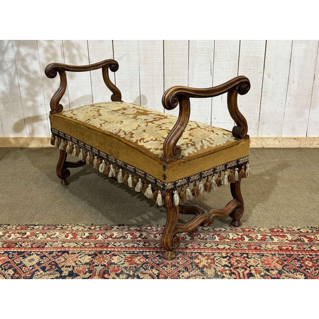 Antique Walnut Window Seat, 1900s For Sale - Image 13 of 15