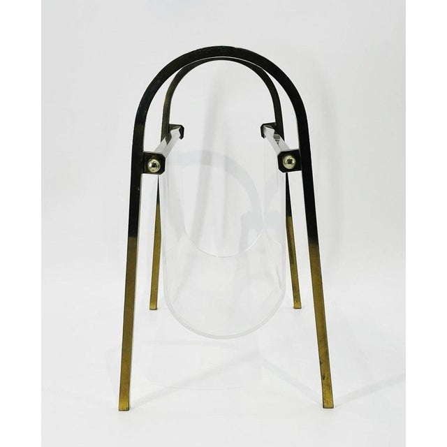Mid-Century Modern Brass & Lucite Magazine Holder by Charles Hollis Jones, Usa 1960's For Sale - Image 3 of 12