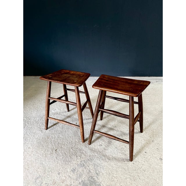 Wood Antique Handmade Ladder Stools, 1890s, Set of 2 For Sale - Image 7 of 18