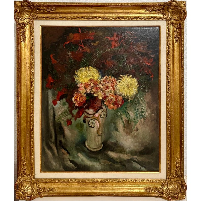 American Nicolai Cikovsky, Large Modernist Oil Painting Wild Flowers in Vase WPA Artist Nicolai Cikovsky For Sale - Image 3 of 18