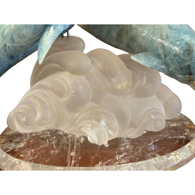 Modern Manfred Wild Aquamarine & Rock Crystal Dolphin Sculpture, Germany, Late 20th C. For Sale - Image 3 of 7