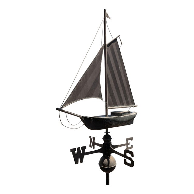 20th Century Three-Dimensional Copper Weathervane with Sailing Boat For Sale