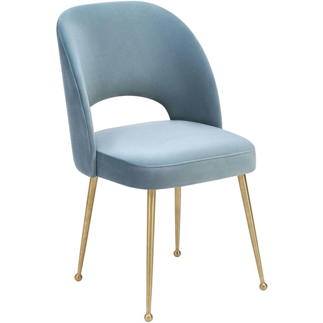Metal Swell Sea Blue Velvet Chair For Sale - Image 7 of 7
