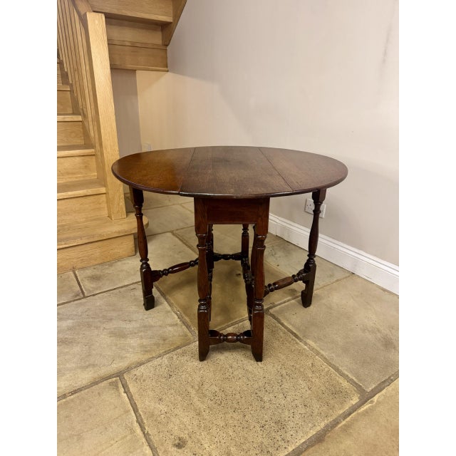 1900 - 1909 Antique Oak Drop Leaf Gateleg Table, 1900 For Sale - Image 5 of 8