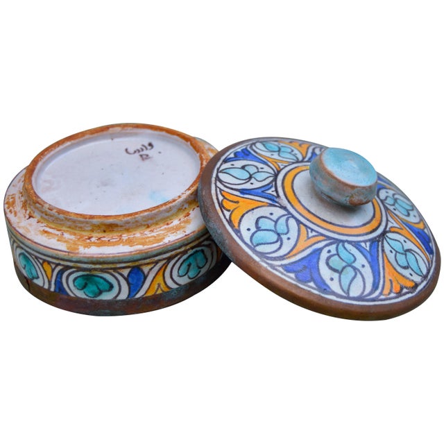Early 20th Century Early 20th Century Afro-Moresque Ceramic Lidded Bowl For Sale - Image 5 of 6