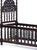 17th-century Portuguese cradle with canopy, made of Noble Wood. Features a 3-level headboard and spiral-turned uprights....