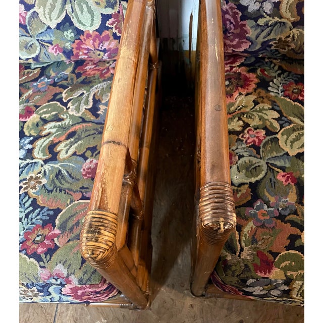 Mid 20th Century Ficks Reed Rattan Bamboo Asian Style Arm Chairs a Pair For Sale - Image 10 of 10