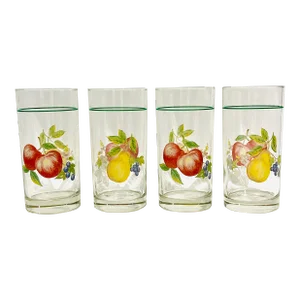 Set of 4 Vintage Corelle Chutney 16 Oz Tumblers Fruit Harvest