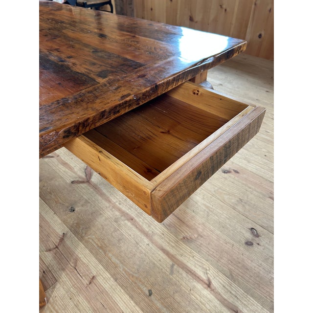 Monumental Repurposed Barn Wood Farm Table For Sale - Image 16 of 17