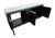Black painted sideboard cabinet with mother of pearl inlays and glass top. The inlays, on both sides, the front, and the...