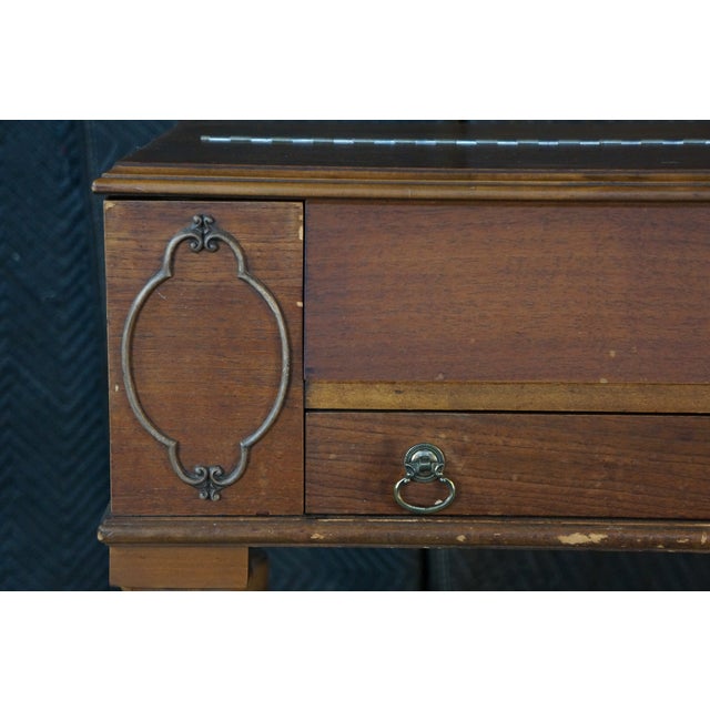 Antique Victorian Revival Walnut Spinet Writing Desk Secretary Library Table For Sale - Image 12 of 18