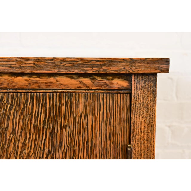 Stickley Brothers Style Antique Mission Tiger Oak Arts & Crafts Music Cabinet, Circa 1900 For Sale - Image 10 of 14