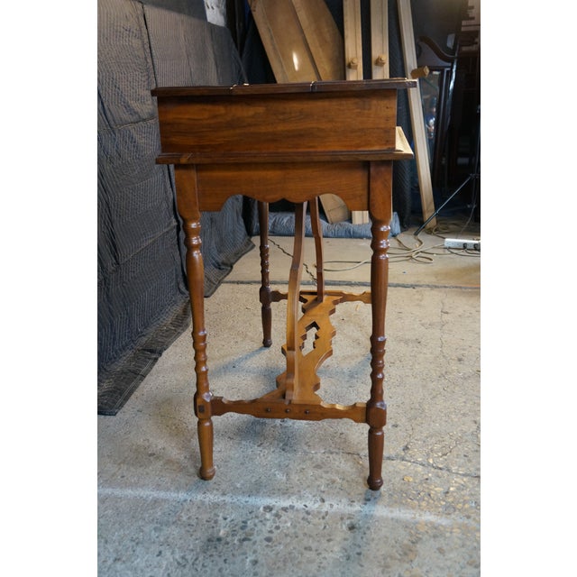 Early 20th Century Antique Mission Arts & Crafts Walnut Inlaid Spinet Secretary Desk Console Table For Sale - Image 5 of 18