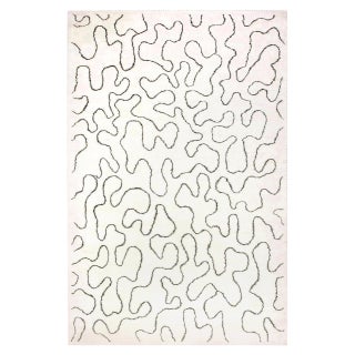 Contemporary Ribbon Design White Handmade Wool Rug by Doris Leslie Blau For Sale