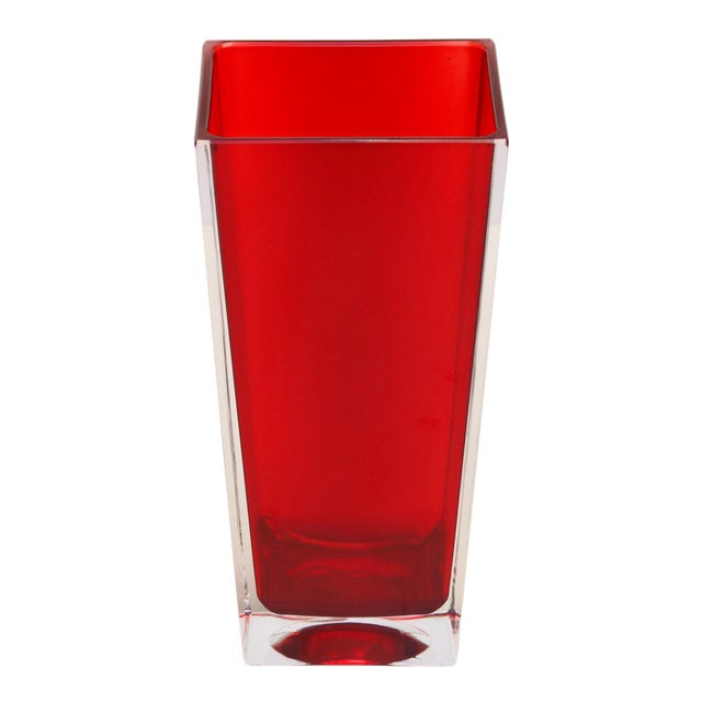 Czech Lead Crystal Flower Vase In Red Chairish
