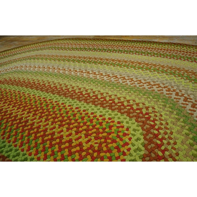 1950s Colorful Medallion Modern Vintage American Braided Rug 9' X 12' 6" Cotton Carpet For Sale - Image 10 of 12