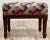 Wood Vintage Colorful Patterned Needlepoint Footstool For Sale - Image 7 of 12