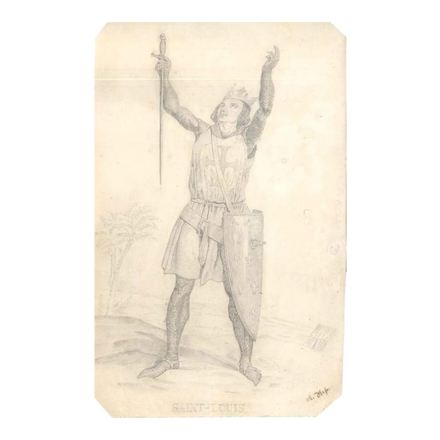 Saint-Louis - Original Pencil Drawing by Unknown French Artist 19th Century 19th Century For Sale