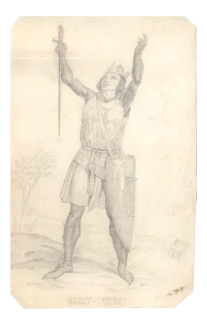 Saint-Louis - Original Pencil Drawing by Unknown French Artist 19th Century 19th Century