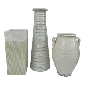 1970s White Ceramic Vases - Set of 3