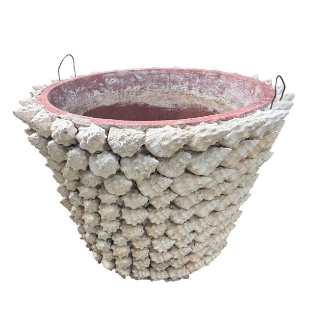 Ceramic Monumental Italian Coquillage Shell-Encrusted Terracotta Planter, Mid-20th Century For Sale - Image 7 of 14
