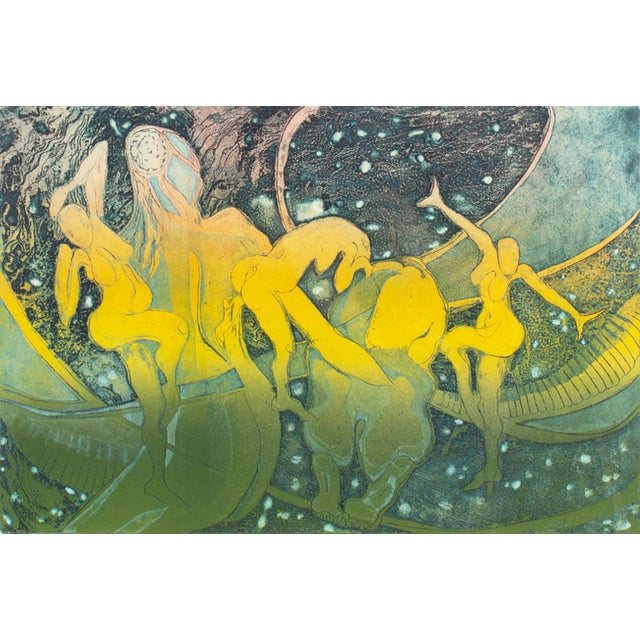 An aquatint print, titled "La Danse Libérté (The Dance of Freedom)" by the American artist Adele Soll Aronson. This piece...