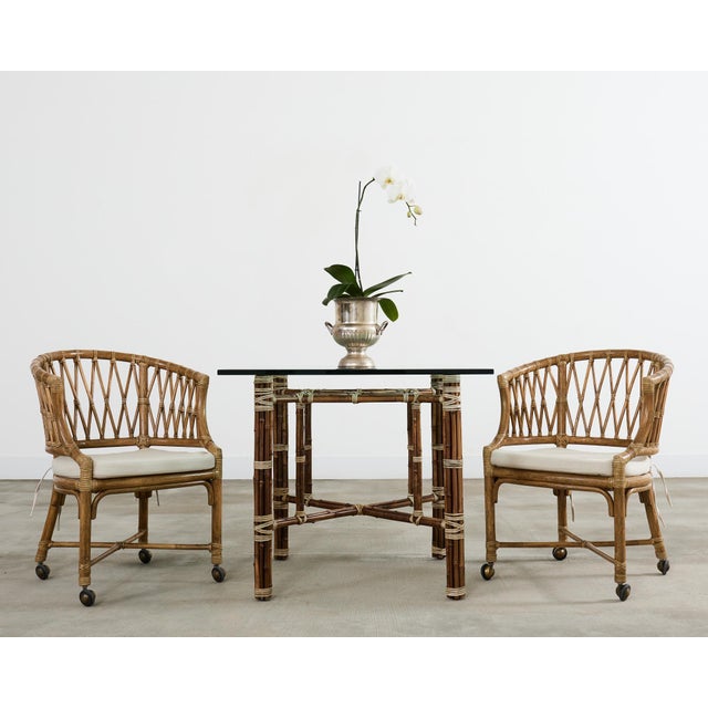 Genuine McGuire breakfast dining table made in the California coastal organic modern style. The table features an iron...