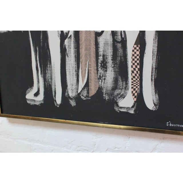 Modernist Figural Op Art Mixed Media on Canvas by Silverman For Sale - Image 12 of 13