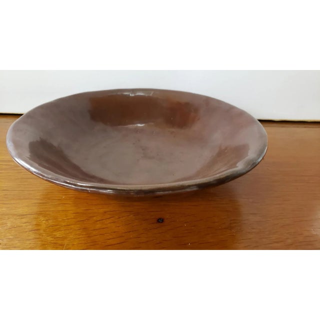 Red Circa 1880 French Glazed Redware Shallow Bowl With Wheat Motif For Sale - Image 8 of 10