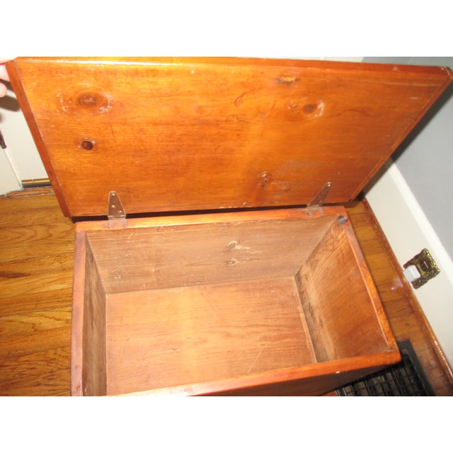 Wood Antique Primitive Sheraton Sugar Chest Pine Wood Storage Chest For Sale - Image 7 of 14