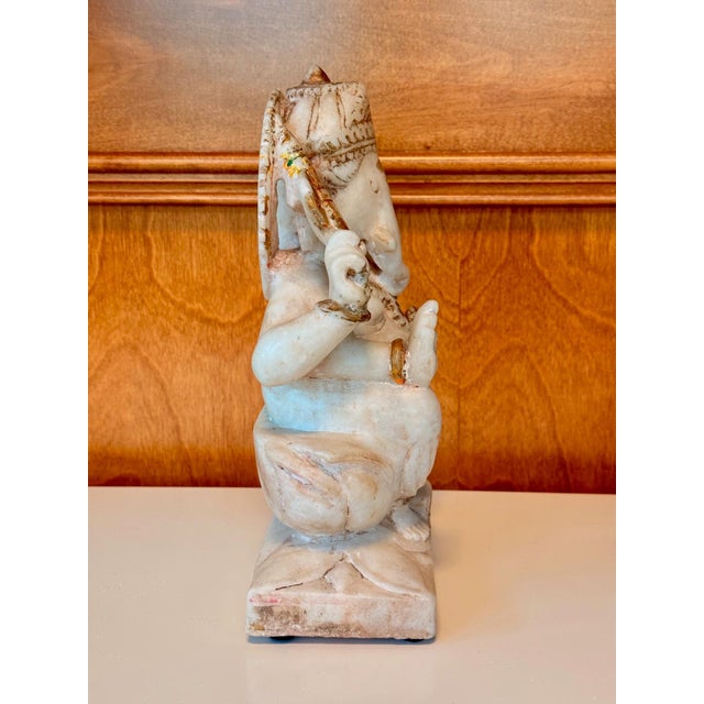 Stone Indian Antique Carved Marble Ganesh Statue For Sale - Image 7 of 16