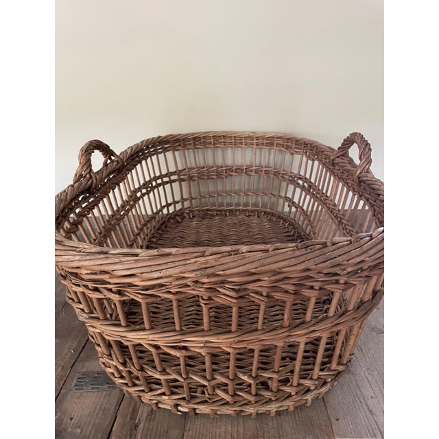 Large Antique Wicker Basket, 1890s For Sale - Image 4 of 11