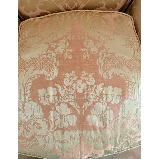 Apricot Antique Louis XV Style Bergère With a Carved Wood Frame, Upholstered Back, Outscrolled Arms & Cabriole Legs For Sale - Image 8 of 12