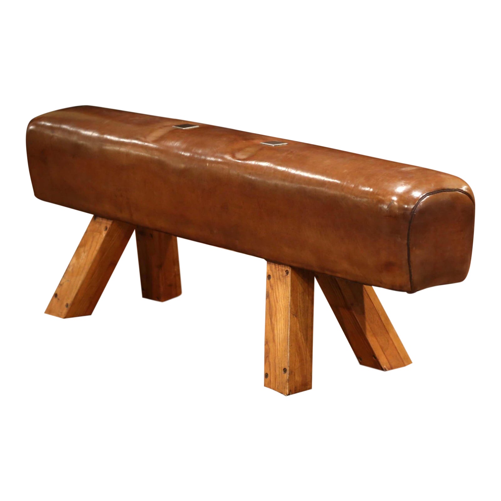 Early 20th Century Czech Pommel Horse Bench With Patinated Brown