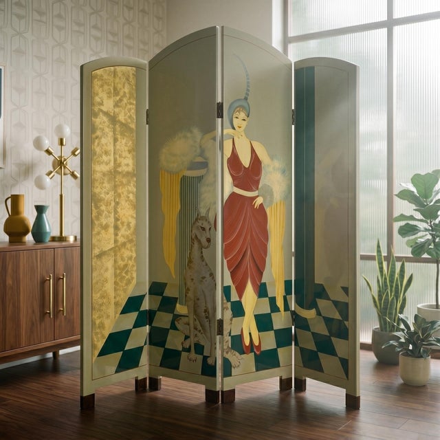 1930s Vintage Art Deco Screen, 1930s For Sale - Image 5 of 17