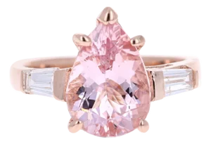 Pink Morganite Diamond Rose Gold Engagement Ring, Size 7