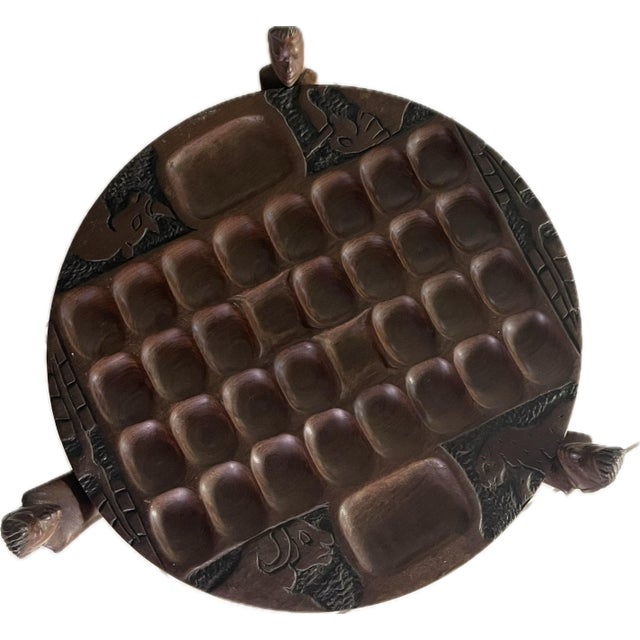 Tribal Vintage Hand-Carved African Game Table / Mancala Table From Malawi For Sale - Image 3 of 12
