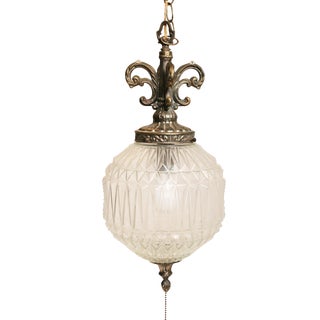Hollywood Regency Glass Pendant Light For Sale