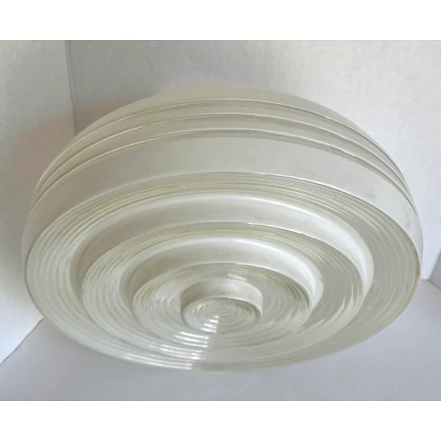 Glass 1950's Art Deco Schoolhouse Style Frosted Glass Pendant Shade For Sale - Image 7 of 11