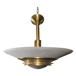 1950s Vintage Etched Glass Disk Light For Sale