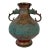 Vintage Japanese Patinated Metal Vase With Dragon Handles, Mid-Century Export For Sale