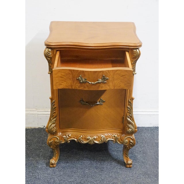Brown Vintage Antique Solid Maple French Provincial Rococo Revival 19" Cabinet Nightstand For Sale - Image 8 of 13