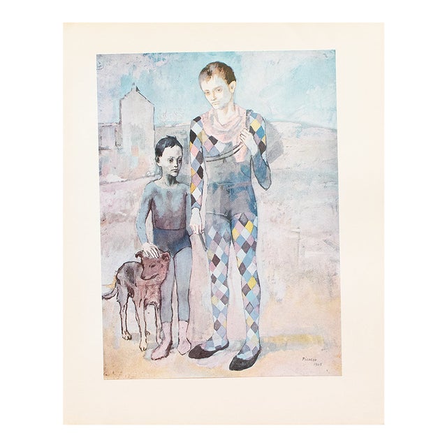 1952 After Pablo Picasso "Two Saltimbanques With a Dog", Period Full-Color Print For Sale