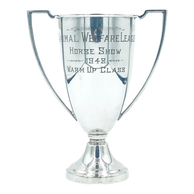 1948 Animal Welfare League Urn Cup Trophy Equestrian Horse Show Silverplate For Sale