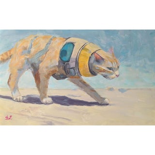 Cat Becoming by Shelli Langdale | Acrylic on Yupo paper Orange cat wearing a space suit. For Sale